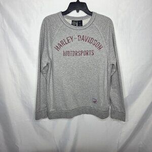 Harley Davidson Motorsports Mens L Sweatshirt Flat Track Gray Biker Faded